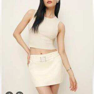 Reformation Carla Low Waist Belted Satin Skirt - White (sugar) size 2 NWT